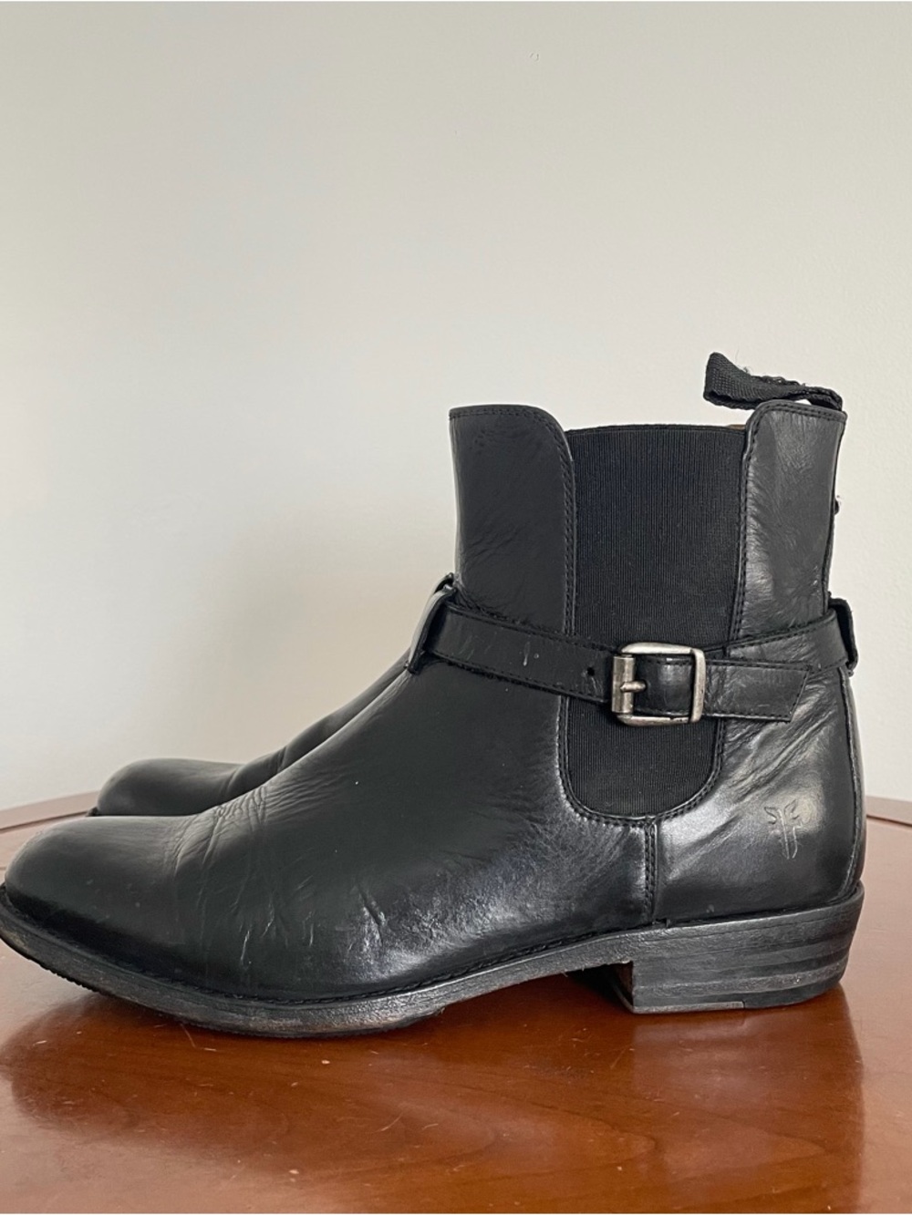 FRYE Women's Black Leather Moto Ankle Booties